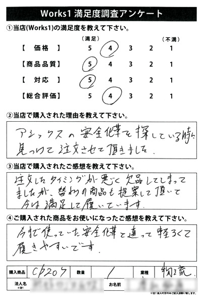 利用者の感想アンケートはがき1