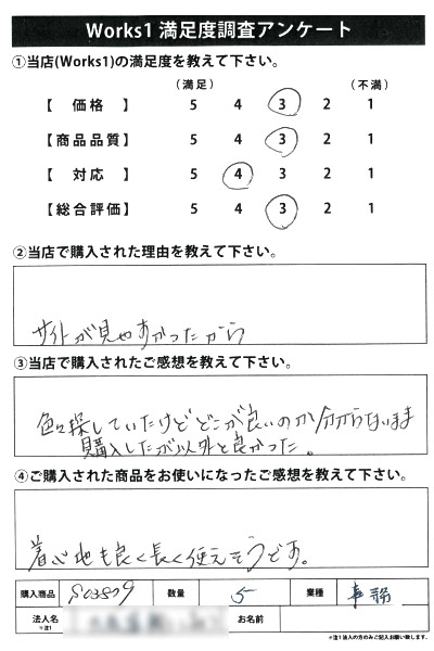 利用者の感想アンケートはがき4